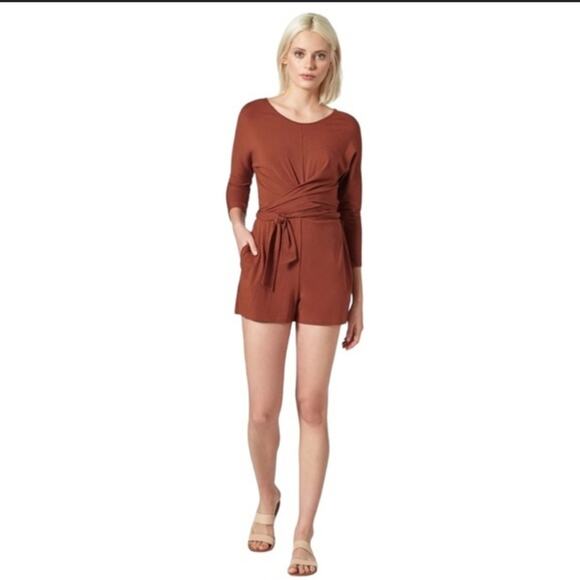 Joie Mirri Romper Jumpsuit In Sepia Burnt Orange Size Small Draped Modal Classic - Picture 1 of 6